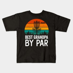 Best Grandpa By Par Funny Disc Golf Player Vintage Kids T-Shirt